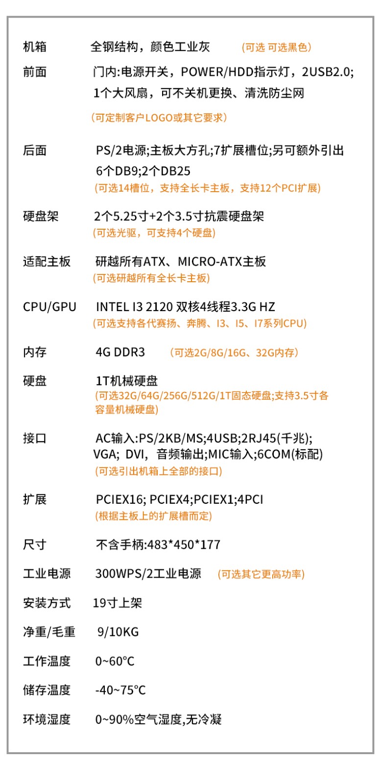 4U工控機IPC-8401規格參數