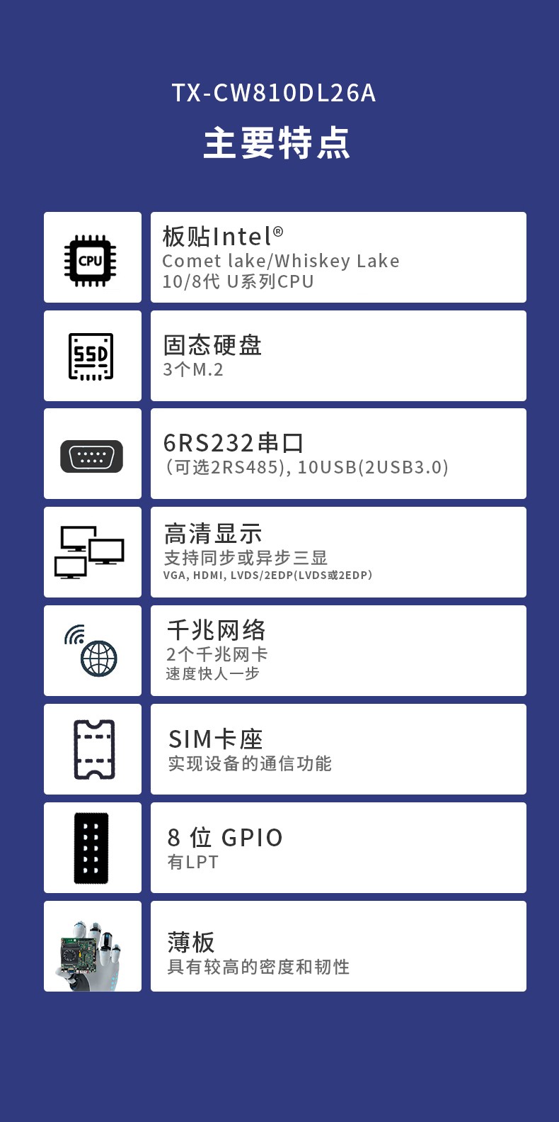 Mini ITX薄型工業主板 ITX-CW810DL26A